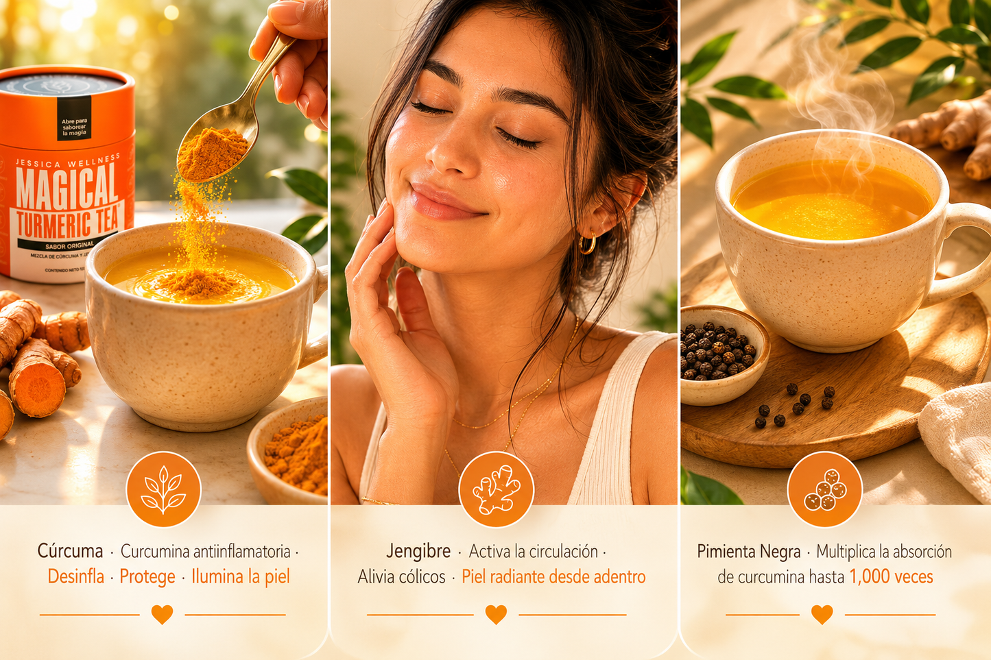 Jessica Wellness Magical Turmeric Tea · El té antiinflamatorio de cúrcuma y jengibre que desinfla, da energía y cuida tu piel desde adentro