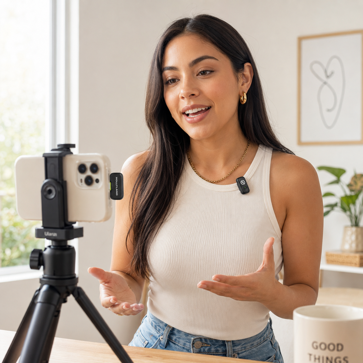 Hollyland LARK A1 · El micrófono inalámbrico que hace que tu voz suene profesional en reels, lives y videos — directo a tu iPhone, sin cables