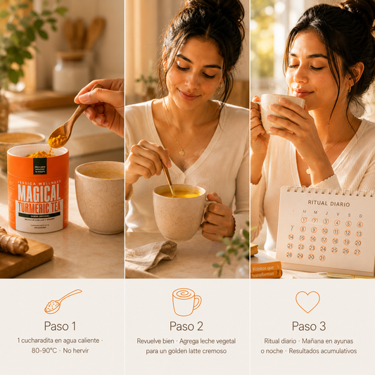 Jessica Wellness Magical Turmeric Tea · El té antiinflamatorio de cúrcuma y jengibre que desinfla, da energía y cuida tu piel desde adentro