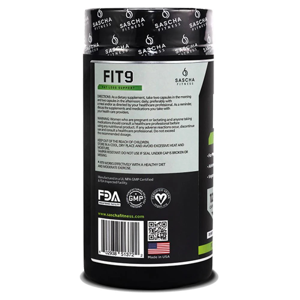 Sascha Fitness FIT9 · El suplemento de 9 ingredientes que apoya tu metabolismo, reduce la retención de líquidos y combate la celulitis — sin estimulantes agresivos