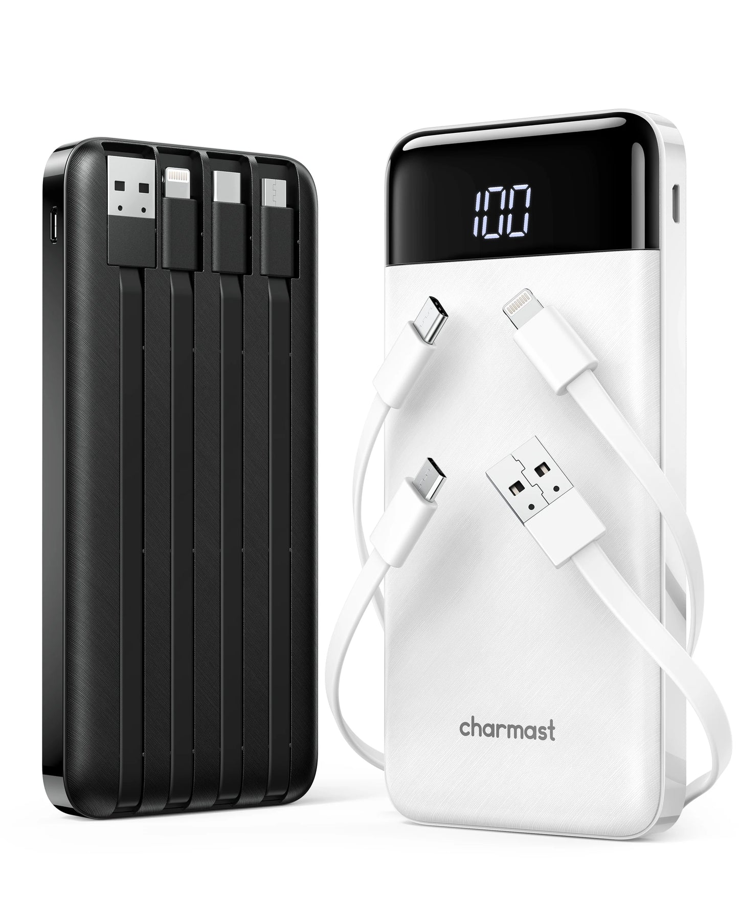 Power Bank Charmast 10.000 mAh con Cables Integrados — Carga Inteligente para la Mujer que No Para