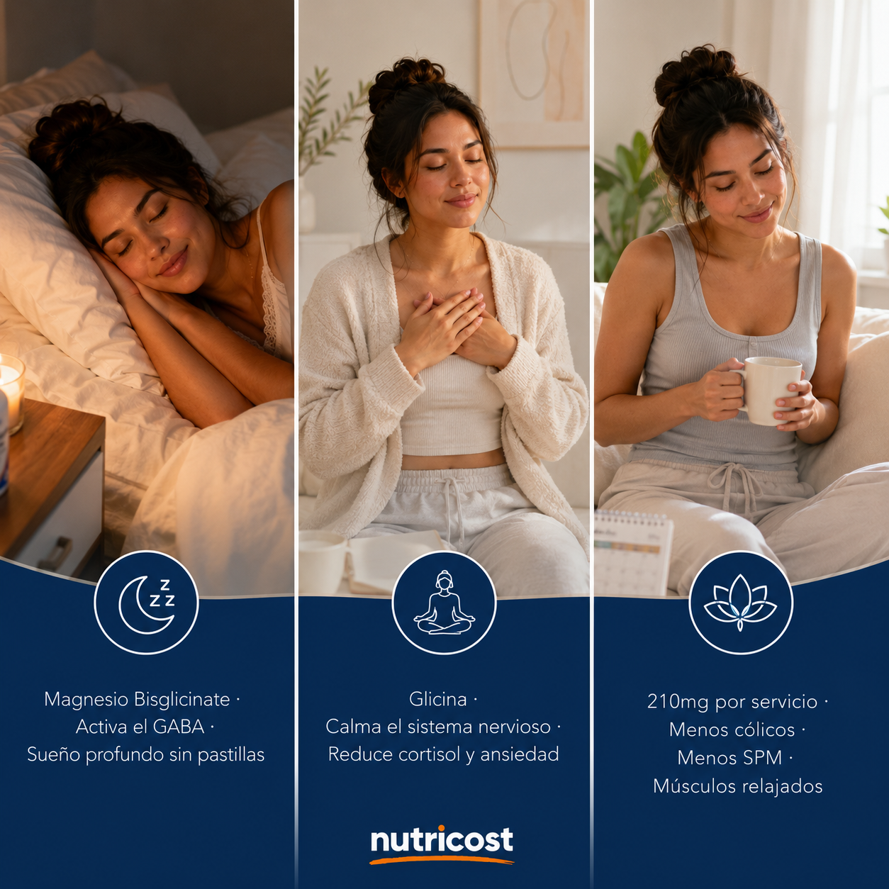 Nutricost Magnesium Glycinate · El mineral que te falta para dormir mejor, bajar la ansiedad y aliviar los cólicos — sin pastillas para dormir