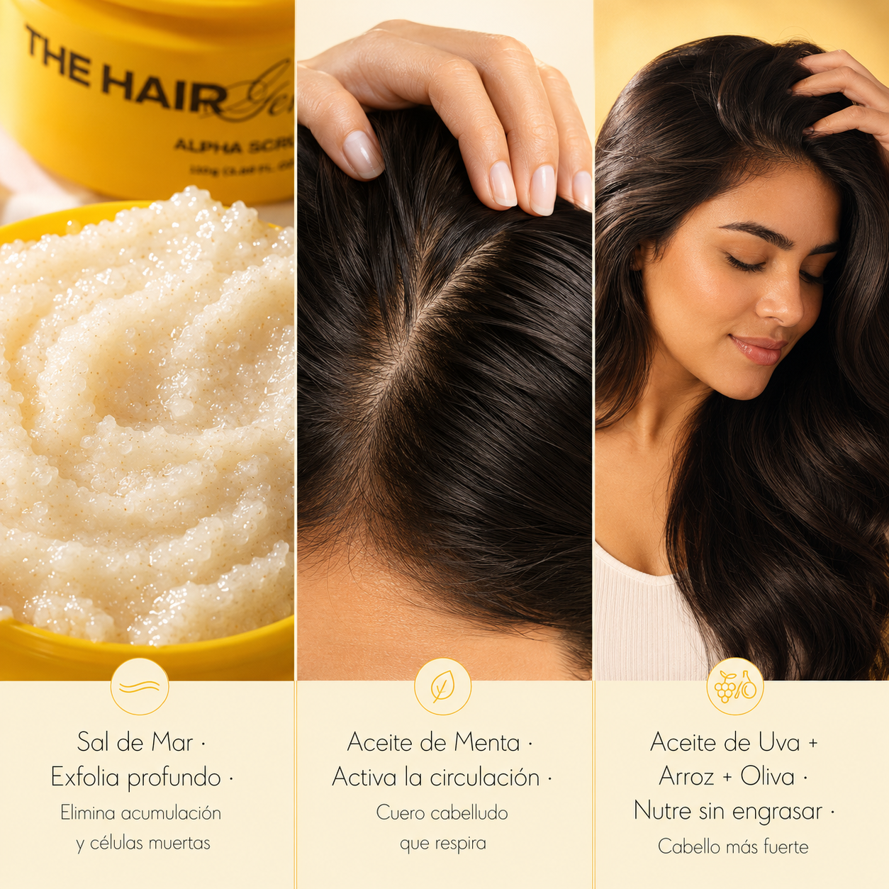 The Hair Generation Alpha Scrub · El scalp reset que tu cuero cabelludo necesitaba — porque tu cuero cabelludo también es piel