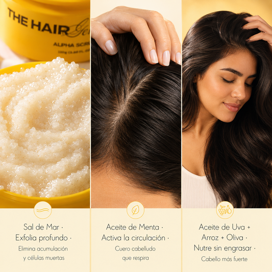 The Hair Generation Alpha Scrub · El scalp reset que tu cuero cabelludo necesitaba — porque tu cuero cabelludo también es piel