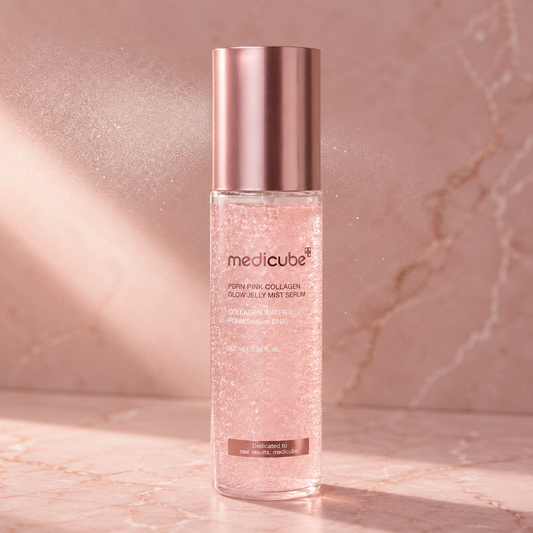 Medicube PDRN Pink Collagen Glow Jelly Mist Serum · El glow coreano que llevas contigo