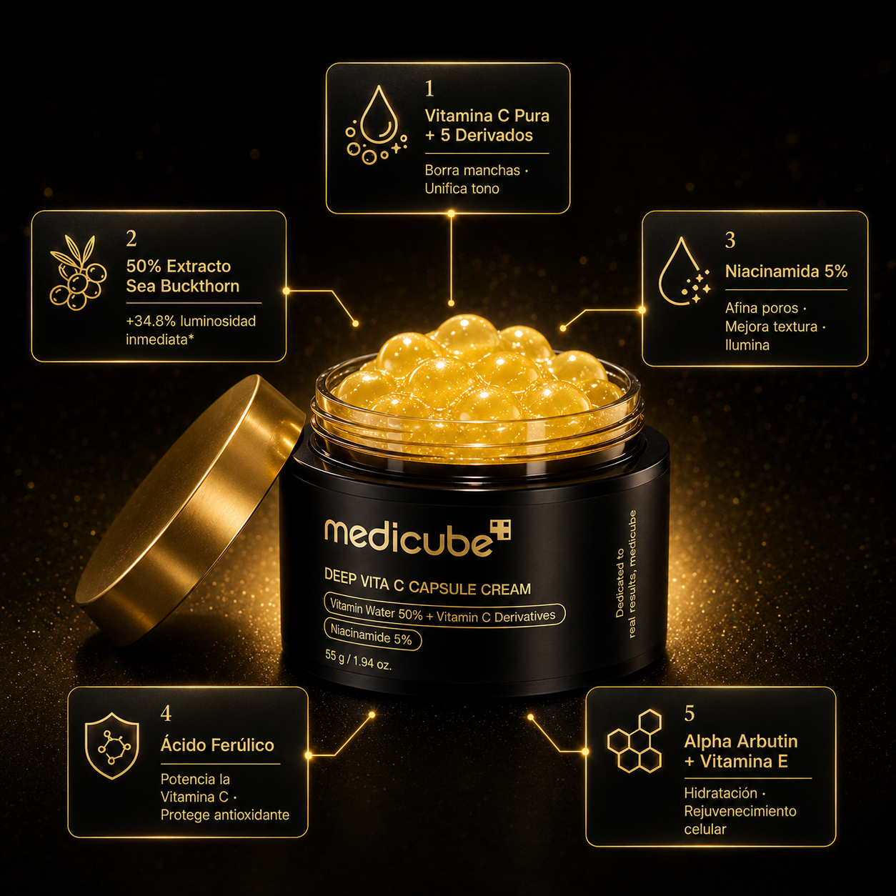 Medicube Deep Vita C Capsule Cream · Las cápsulas doradas de Vitamina C que transforman tu tono