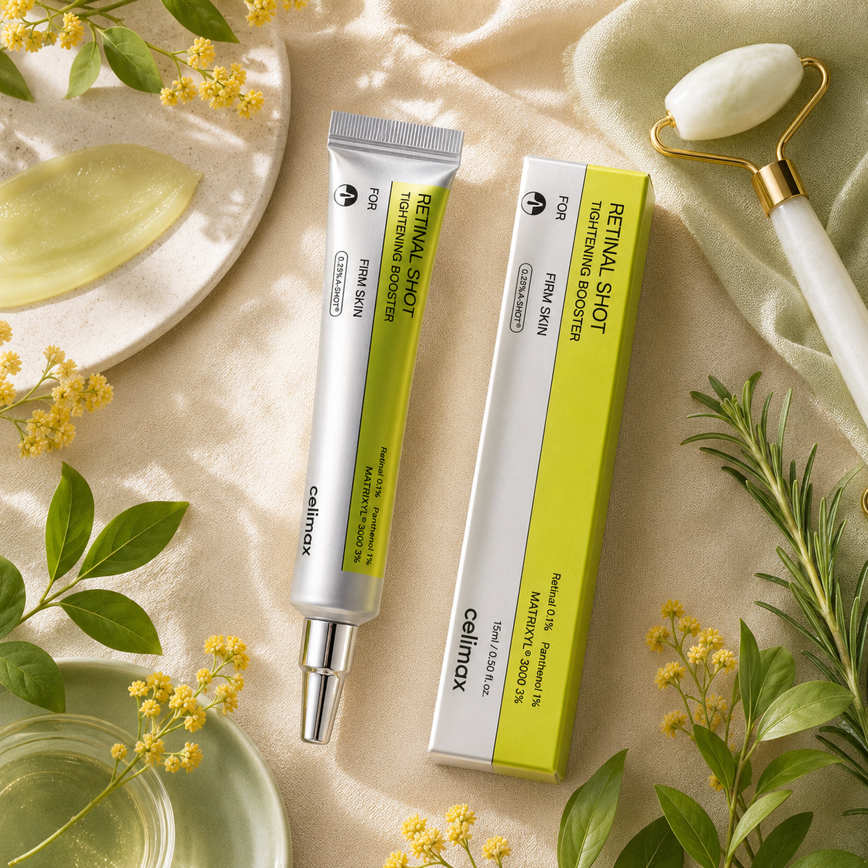 Celimax Retinal Shot Tightening Booster · El retinal coreano que afirma, borra poros y renueva tu piel — sin irritación