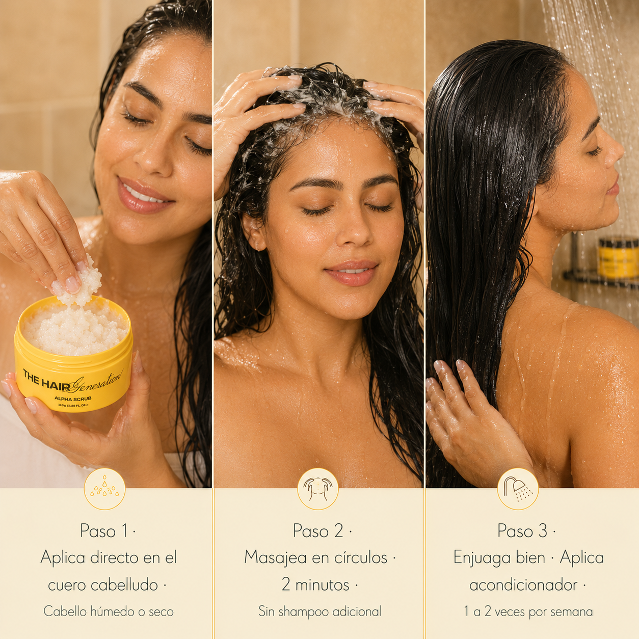 The Hair Generation Alpha Scrub · El scalp reset que tu cuero cabelludo necesitaba — porque tu cuero cabelludo también es piel