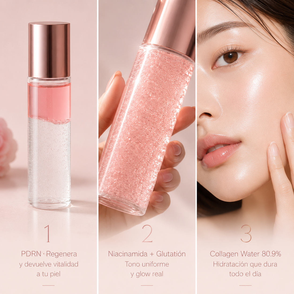Medicube PDRN Pink Collagen Glow Jelly Mist Serum · El glow coreano que llevas contigo