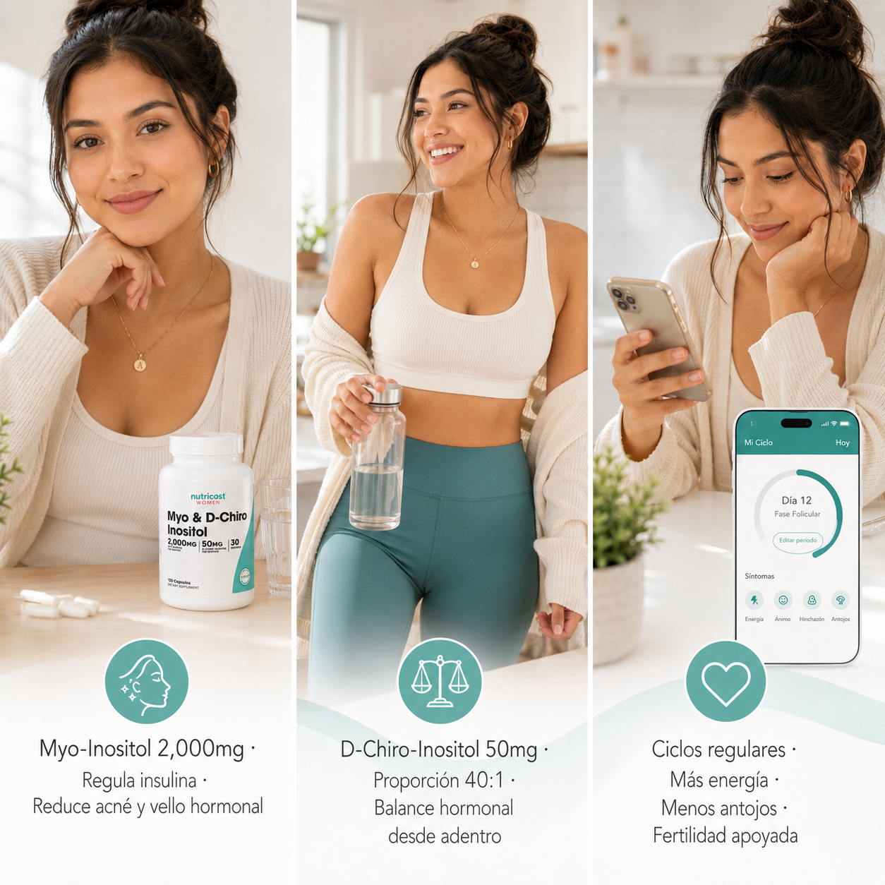 Nutricost Myo & D-Chiro Inositol · El suplemento más estudiado para el balance hormonal femenino — ciclos regulares, menos acné y más energía
