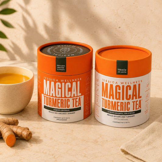 Jessica Wellness Magical Turmeric Tea · El té antiinflamatorio de cúrcuma y jengibre que desinfla, da energía y cuida tu piel desde adentro