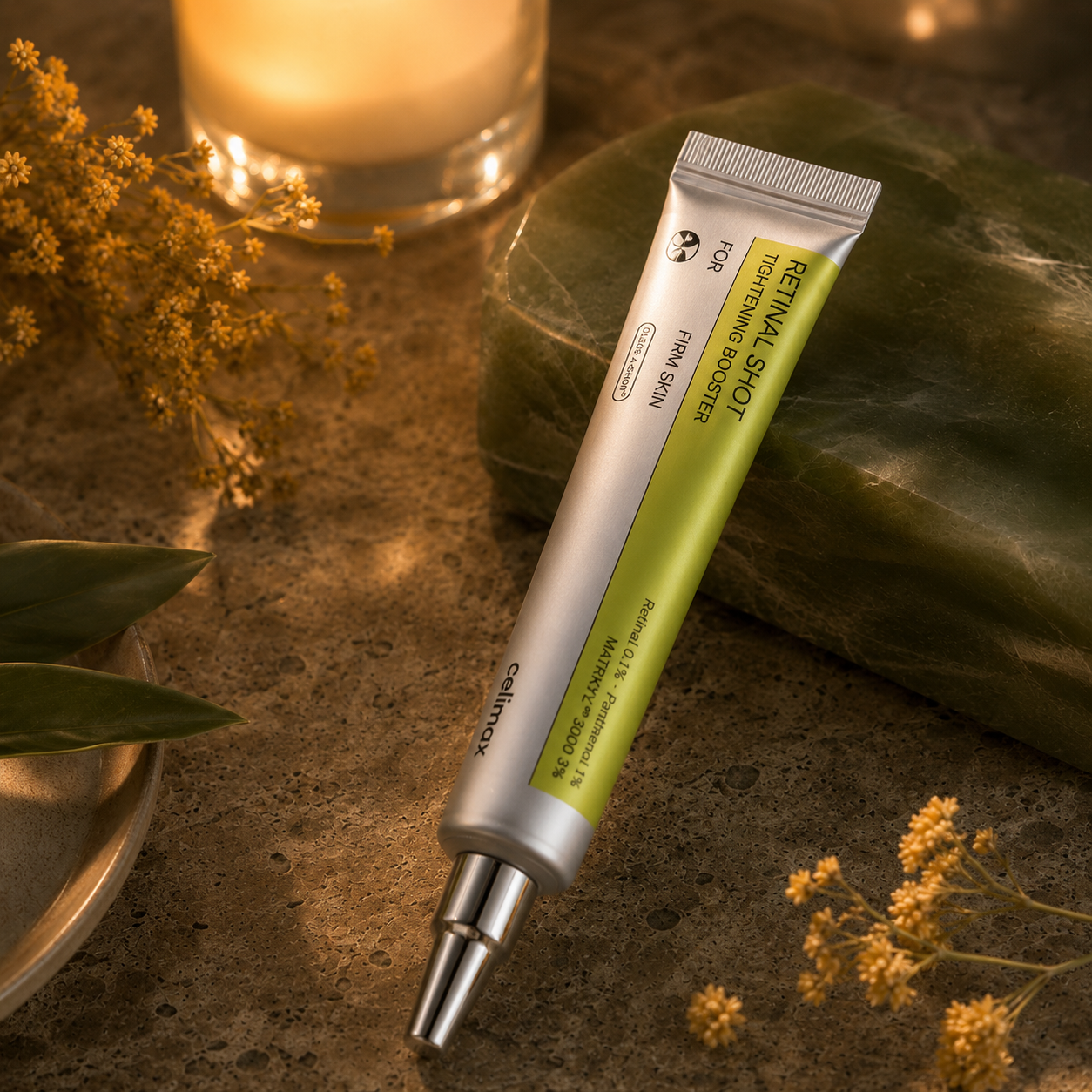 Celimax Retinal Shot Tightening Booster · El retinal coreano que afirma, borra poros y renueva tu piel — sin irritación