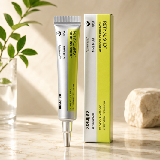 Celimax Retinal Shot Tightening Booster · El retinal coreano que afirma, borra poros y renueva tu piel — sin irritación