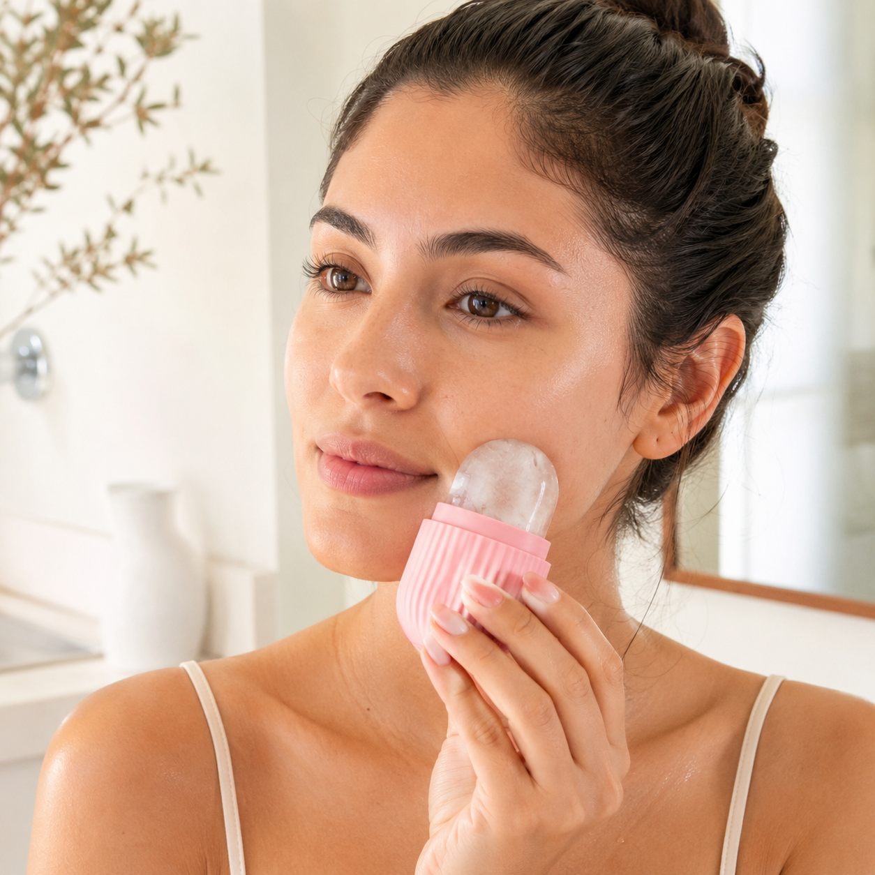 Molde de Hielo Facial · El ritual de frío que desinfla, define y despierta tu piel — en menos de un minuto