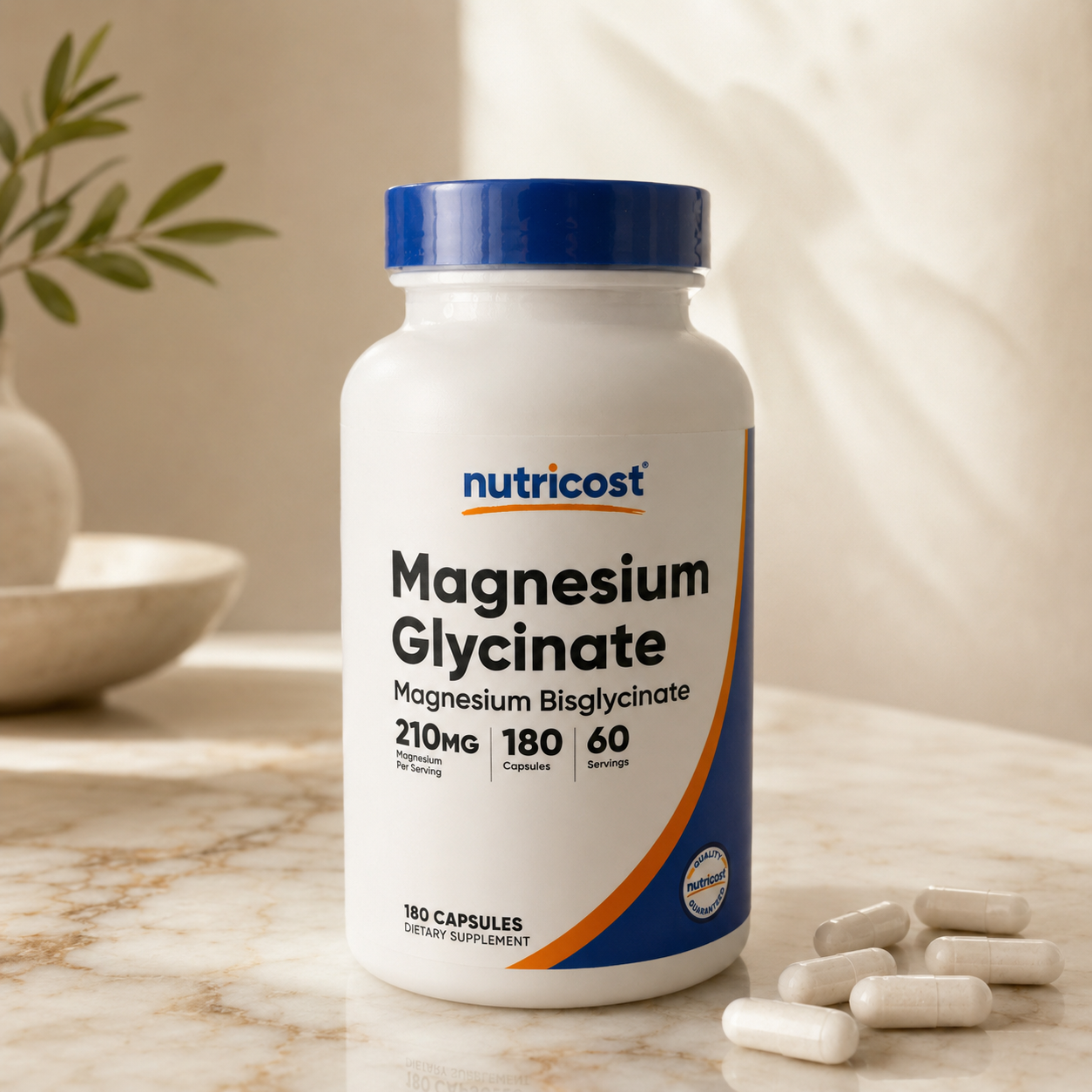 Nutricost Magnesium Glycinate · El mineral que te falta para dormir mejor, bajar la ansiedad y aliviar los cólicos — sin pastillas para dormir
