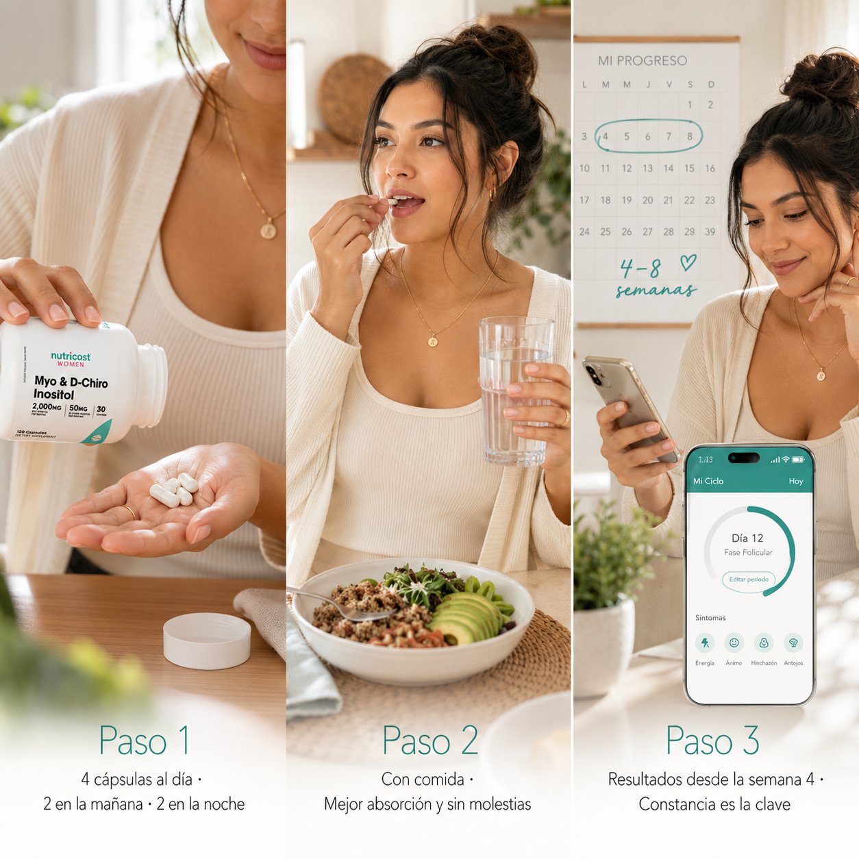 Nutricost Myo & D-Chiro Inositol · El suplemento más estudiado para el balance hormonal femenino — ciclos regulares, menos acné y más energía