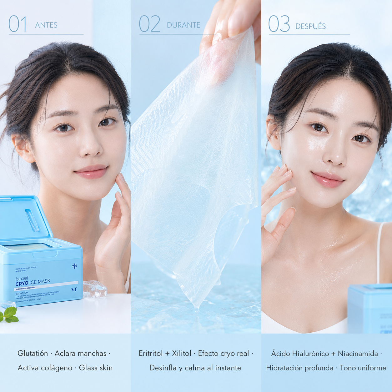 VT Cosmetics Cryo Ice Mask · La mascarilla coreana que apaga el calor, desinfla tu cara y da glass skin en 20 minutos