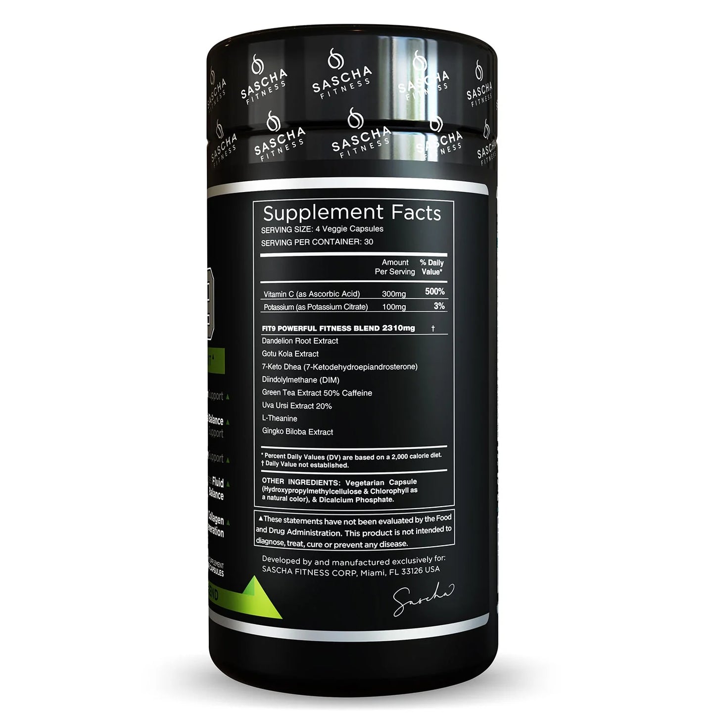 Sascha Fitness FIT9 · El suplemento de 9 ingredientes que apoya tu metabolismo, reduce la retención de líquidos y combate la celulitis — sin estimulantes agresivos