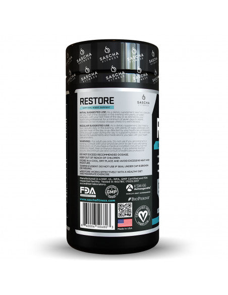 Sascha Fitness RESTORE · El suplemento nocturno que baja el cortisol, restaura tus glándulas adrenales y te hace despertar como nueva