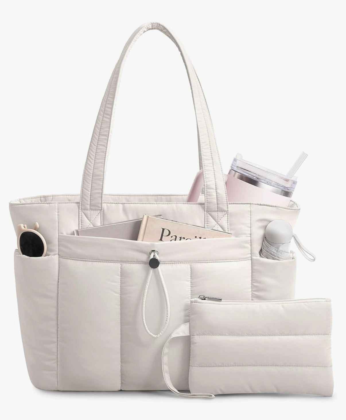 Tote Bag Puffer · La bolsa nube que cabe todo tu mundo — elegante, organizada, impermeable y lavable a máquina