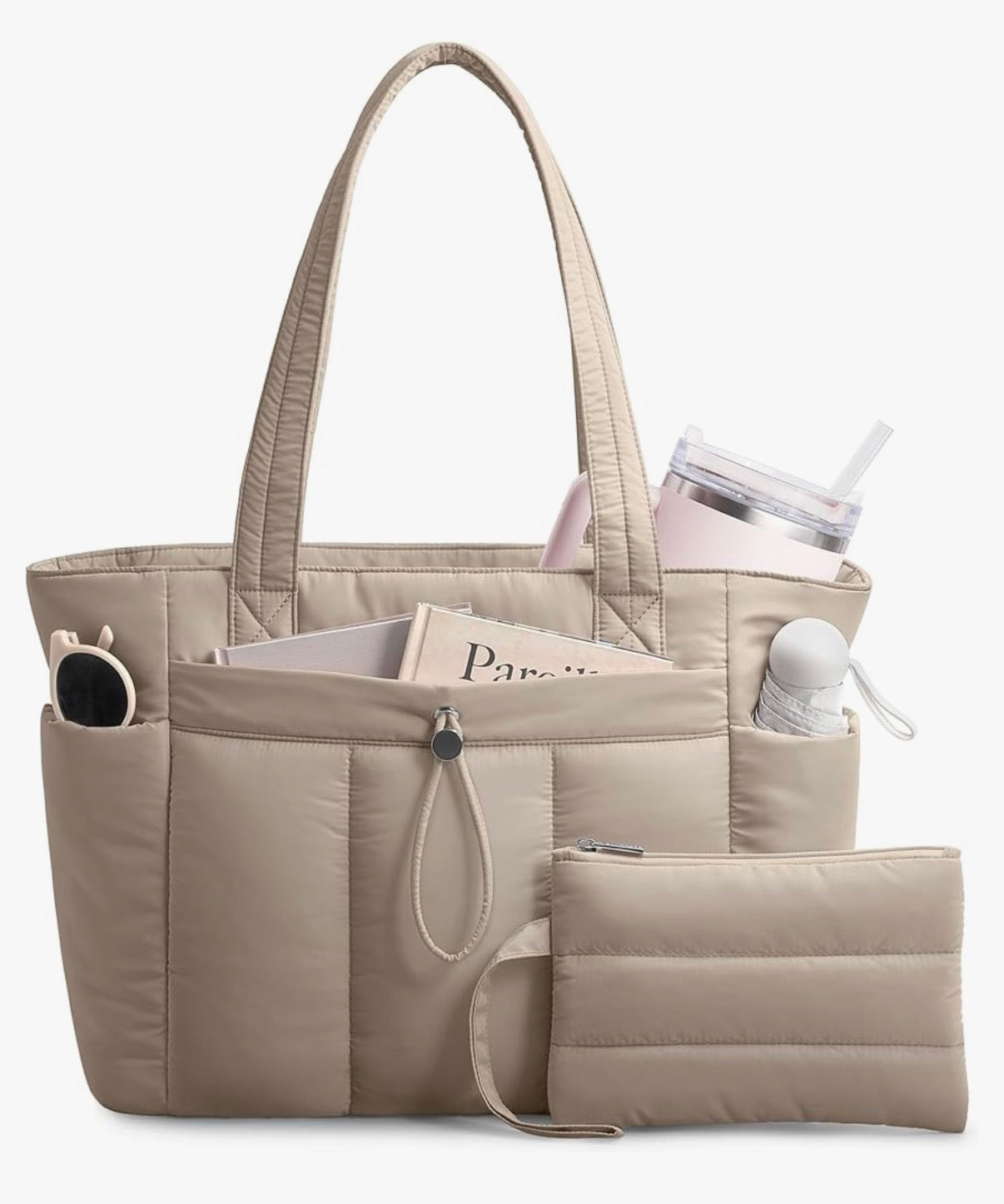 Tote Bag Puffer · La bolsa nube que cabe todo tu mundo — elegante, organizada, impermeable y lavable a máquina