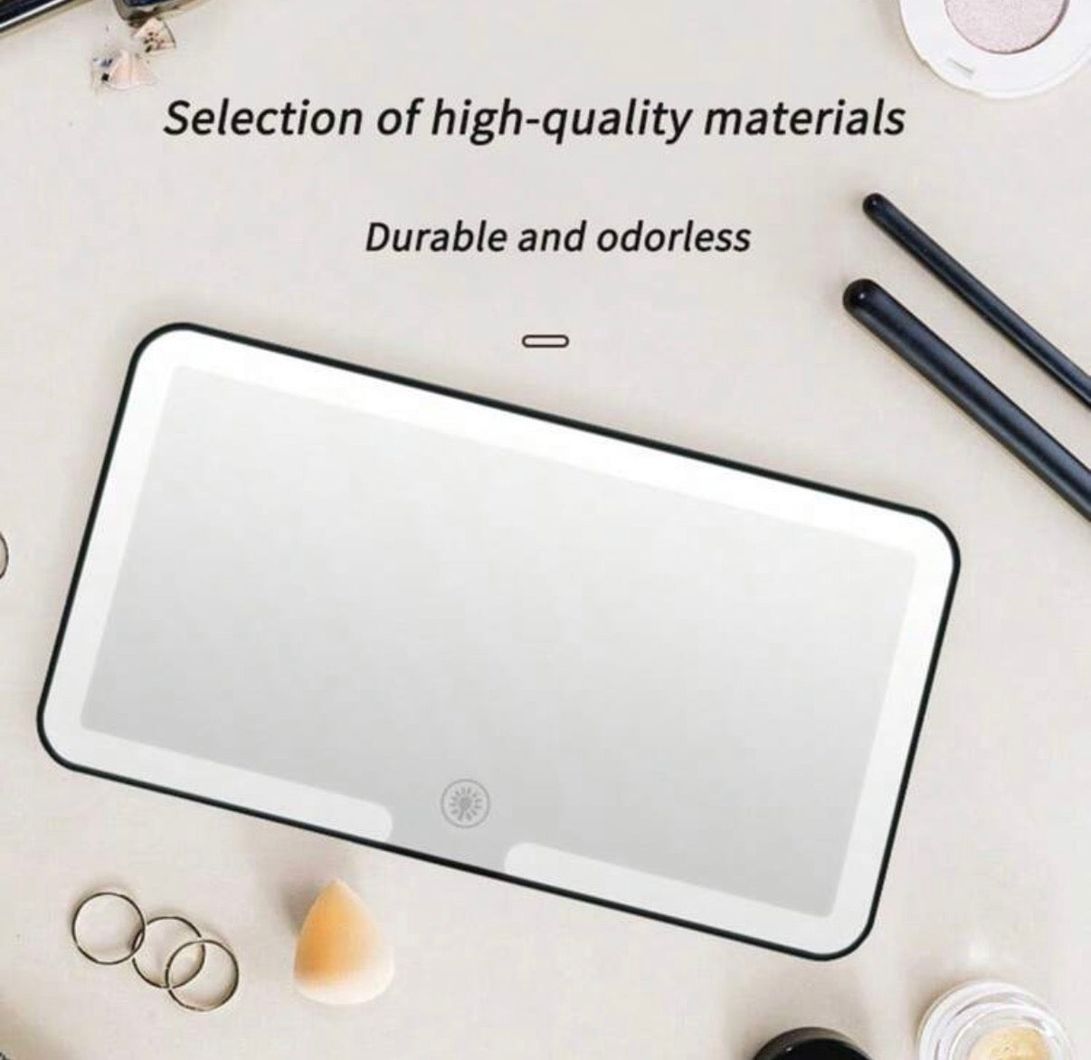 Espejo LED para Visera de Auto · Tu espejo de maquillaje con luz perfecta — siempre contigo, en el carro, lista en minutos