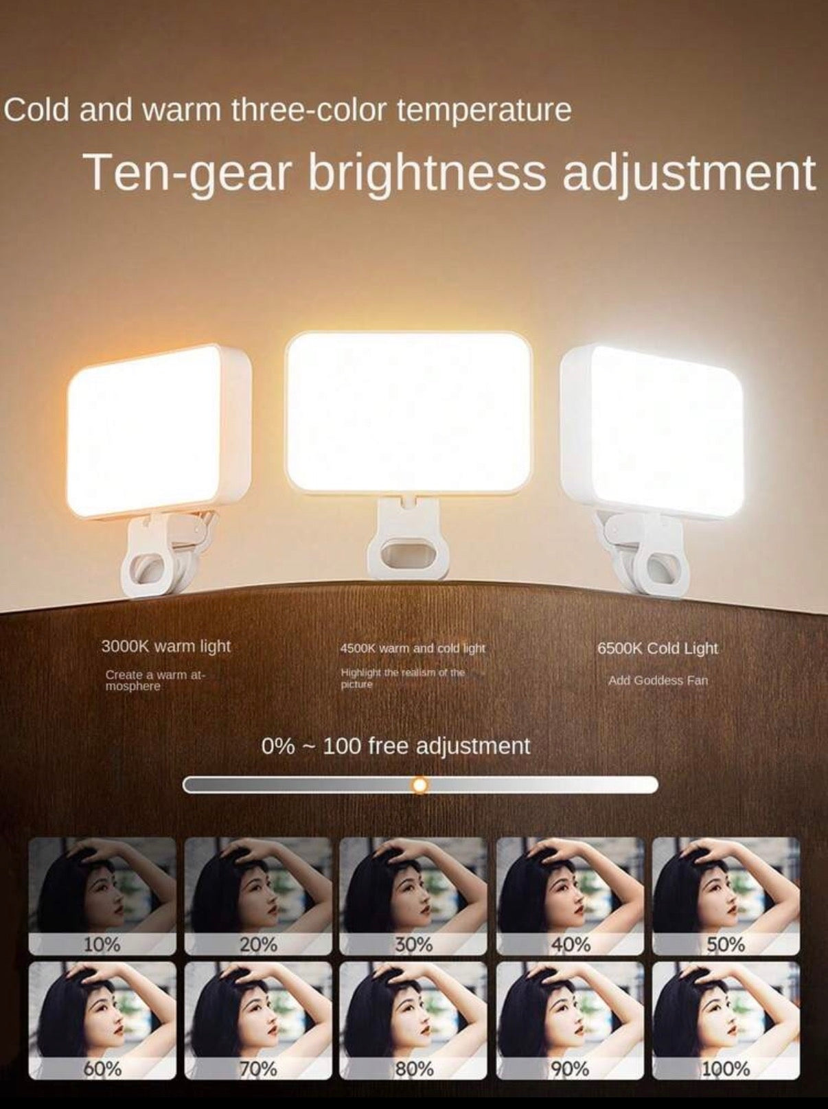 Luz LED de Relleno para Teléfono y Laptop · Graba y fotografia con luz profesional desde cualquier lugar  sin estudio, sin equipo costoso