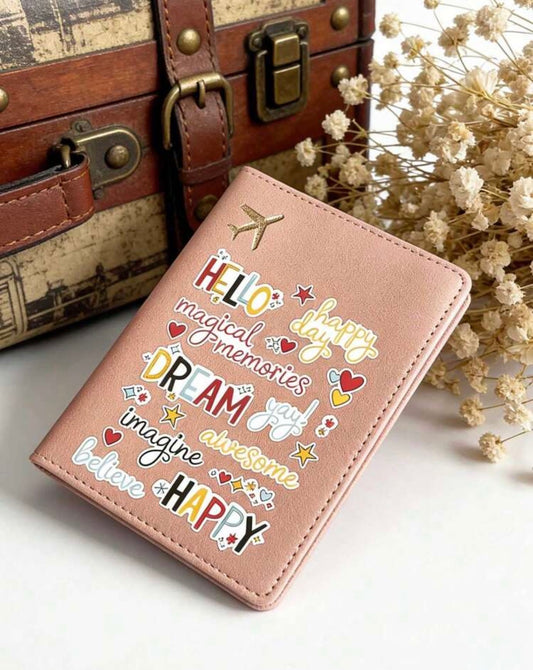 Portapasaporte con Diseño Motivacional Rosa · Para la mujer que viaja con intención — protege tu pasaporte y lleva contigo un recordatorio de por qué lo haces