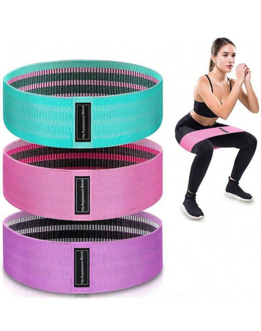 Set de 3 Bandas de Resistencia de Tela · Activa glúteos, caderas y piernas en casa, en el gym o donde estés — sin excusas, sin látex