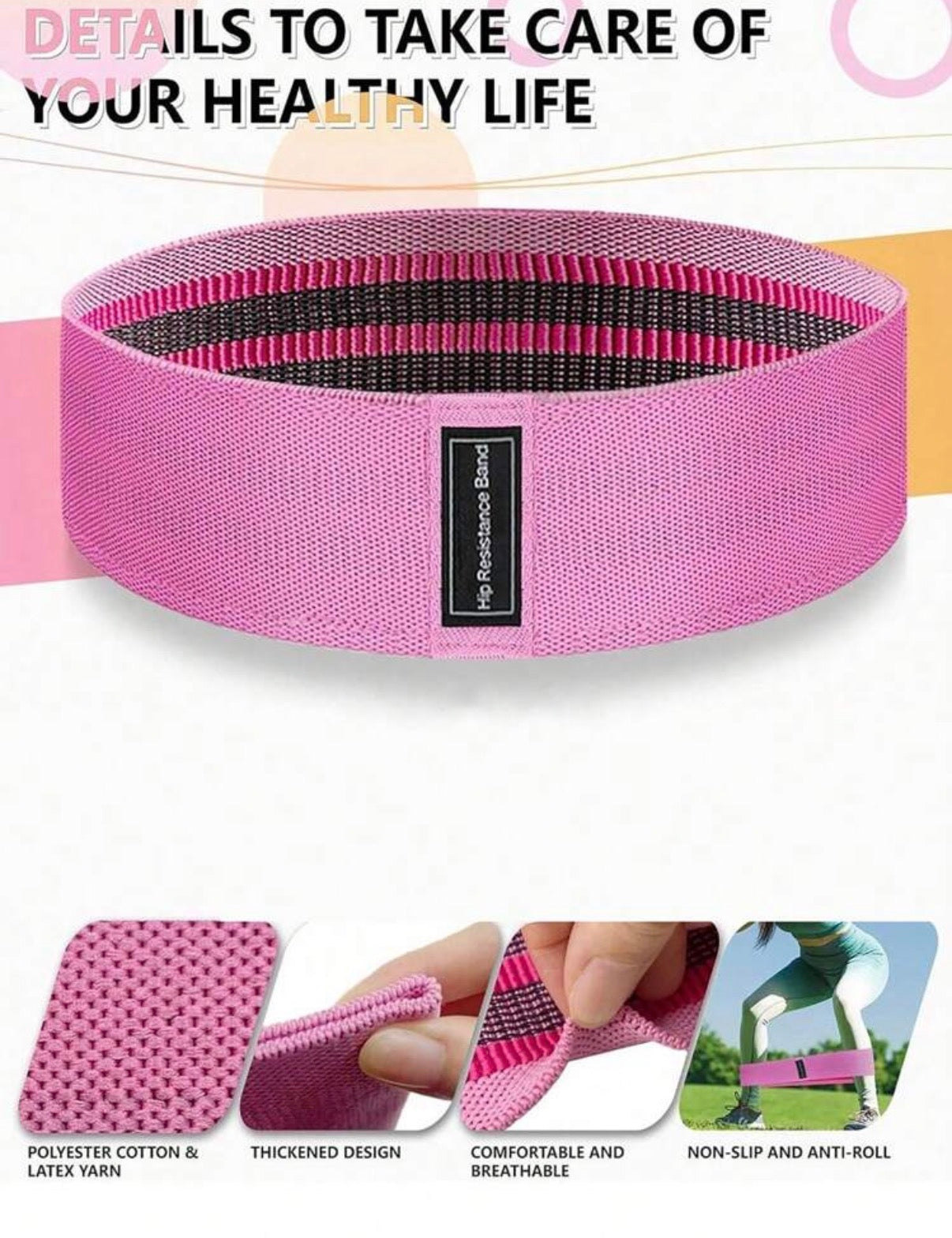 Set de 3 Bandas de Resistencia de Tela · Activa glúteos, caderas y piernas en casa, en el gym o donde estés — sin excusas, sin látex