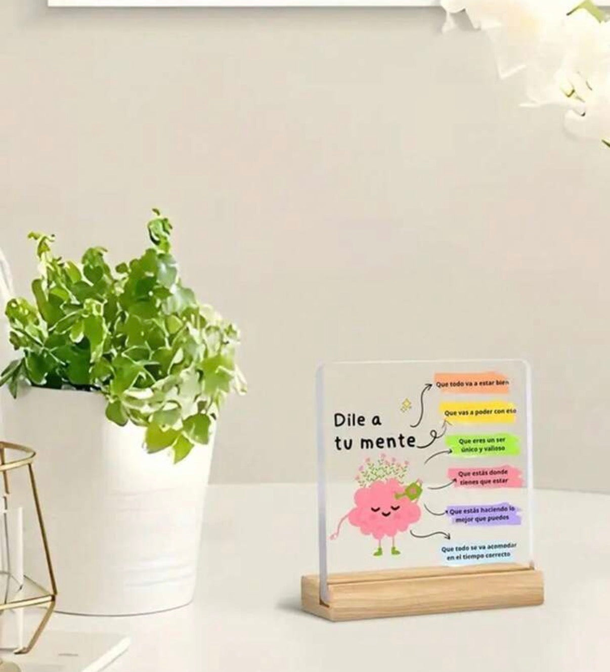 Placa Decorativa “Dile a tu mente” · El recordatorio diario que tu mente necesita — para tu escritorio, tu mesa de noche o tu espacio de trabajo