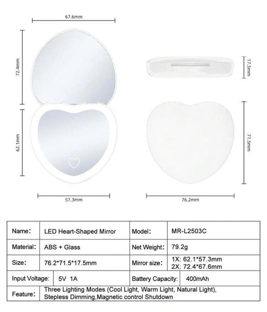 Espejo Compacto LED con Luz · El espejo de bolsillo que te da luz profesional para maquillarte en cualquier lugar — doble espejo, 3 modos de luz, recargable