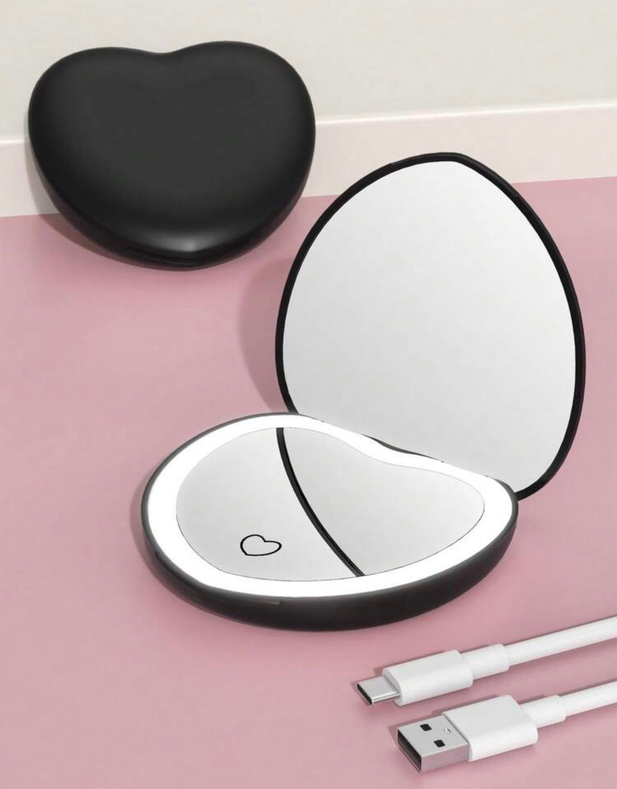 Espejo Compacto LED con Luz · El espejo de bolsillo que te da luz profesional para maquillarte en cualquier lugar — doble espejo, 3 modos de luz, recargable
