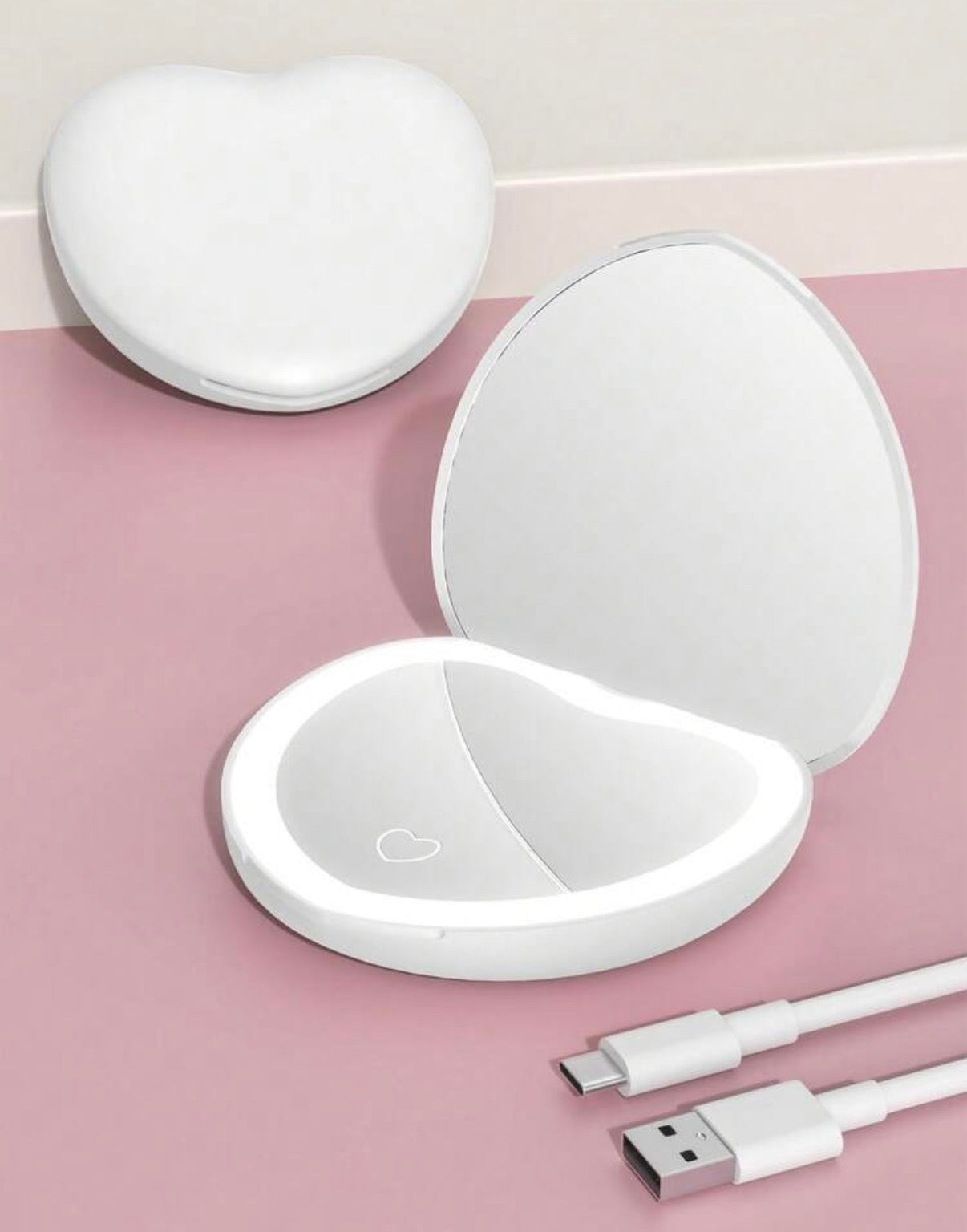 Espejo Compacto LED con Luz · El espejo de bolsillo que te da luz profesional para maquillarte en cualquier lugar — doble espejo, 3 modos de luz, recargable