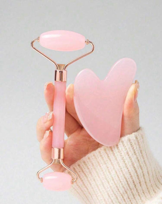 Set Roller Facial + Gua Sha · El ritual de masaje que desinfla, define y activa tu piel — dos herramientas, cinco minutos, resultados que se ven