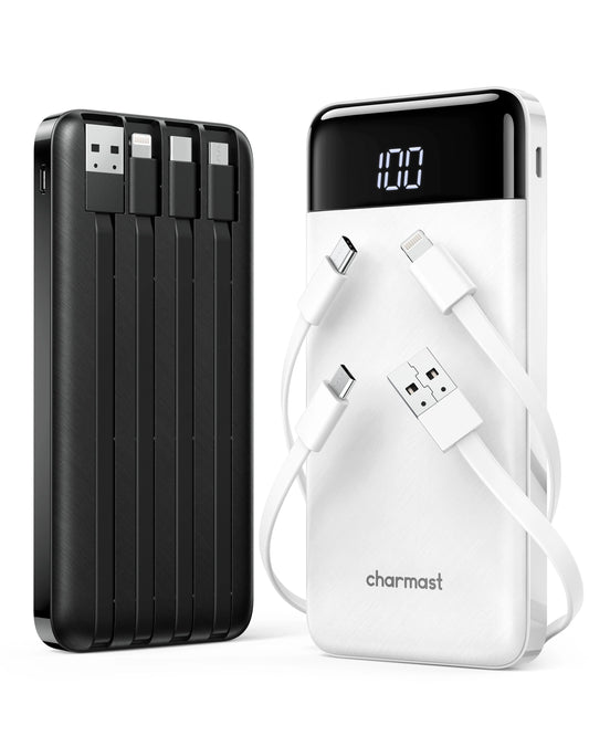 Power Bank Charmast 10.000 mAh con Cables Integrados — Carga Inteligente para la Mujer que No Para