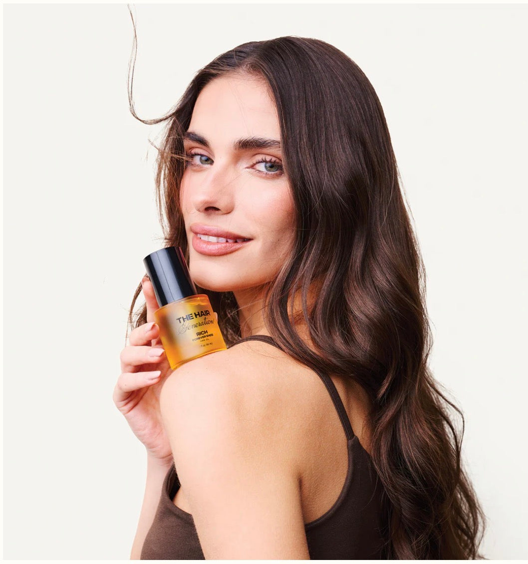 Forever Ends · El aceite que sella, nutre y transforma tus puntas elige la fórmula que tu cabello necesita